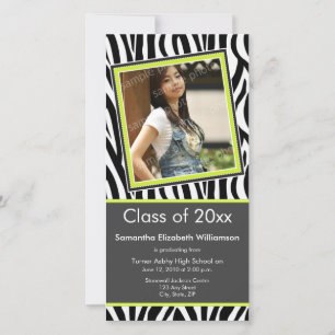 Zebra Print Graduation Photo Announcement (lime)
