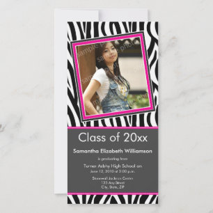 Zebra Print Graduation Photo Announcement (pink)