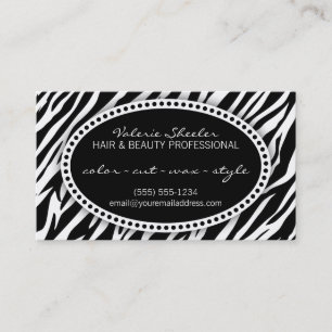 Zebra Print Hair & Beauty Appointment Card