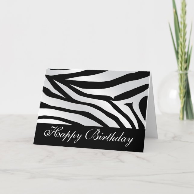 Zebra Print Happy Birthday Card (Front)