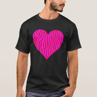 Zebra Print Heart Love Graphic Cute Valentines Day T-Shirt