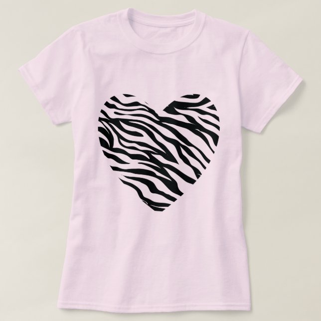 Zebra Print Heart T-Shirt (Design Front)