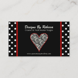 Zebra Print Heart with Polka Dots Business Card