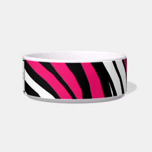 Zebra Print Hot Fuchsia Mix Personalized Cat Bowl
