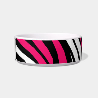 Zebra Print Hot Fuchsia Mix Personalized Cat Bowl