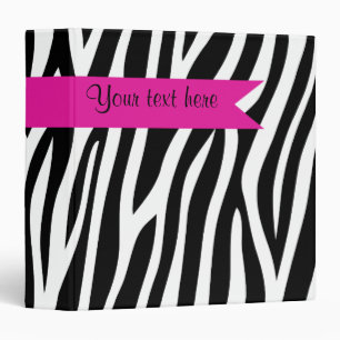 Zebra Print Hot Pink Banner Personalized Binder