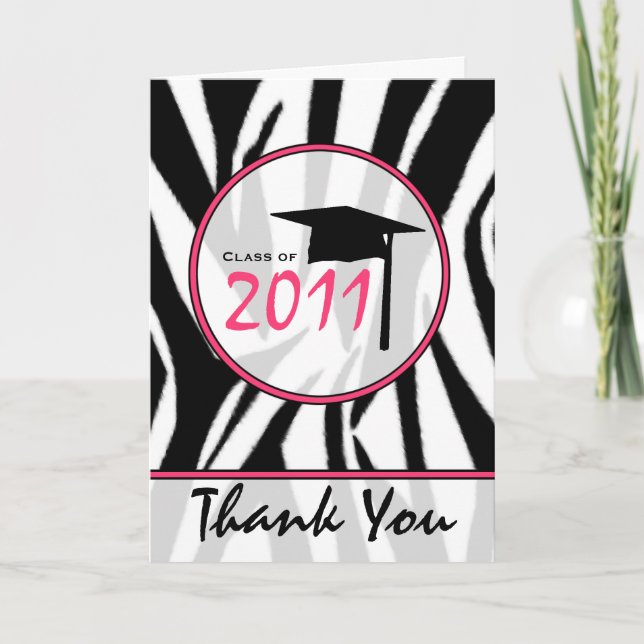 Zebra Print / Hot Pink Graduation Thank You - 2011 (Front)