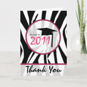 Zebra Print / Hot Pink Graduation Thank You - 2011