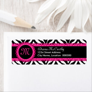 Zebra Print & Hot Pink Lace Monogram
