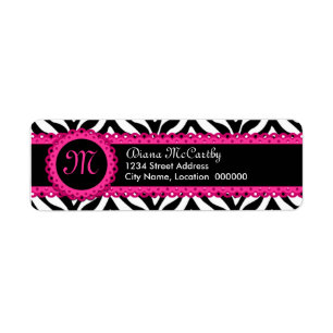 Zebra Print & Hot Pink Lace Monogram