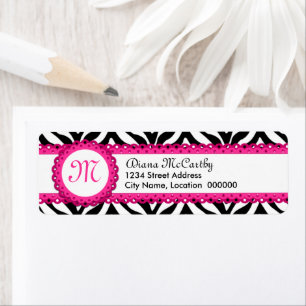 Zebra Print & Hot Pink Lace Monogram