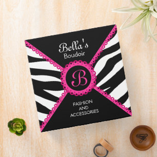 Zebra Print Hot Pink Lace Monogram 2 Inch Binder