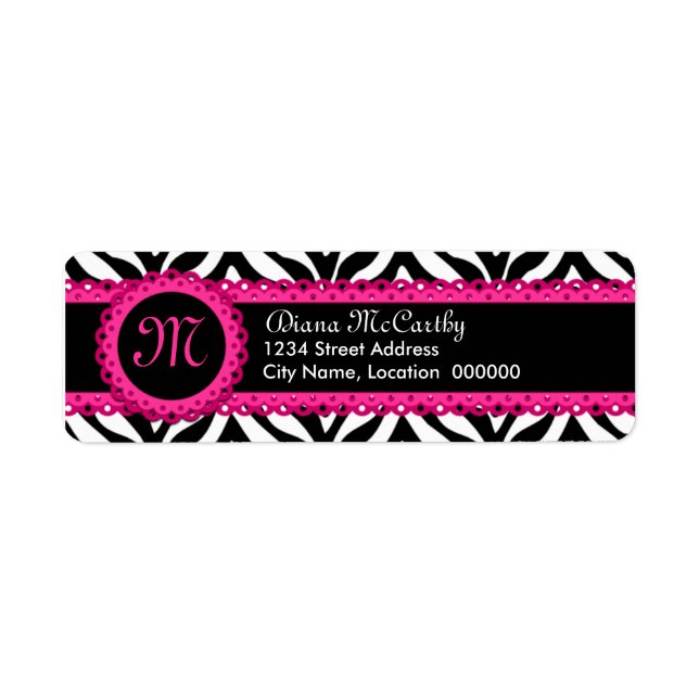 Zebra Print & Hot Pink Lace Monogramme (Devant)