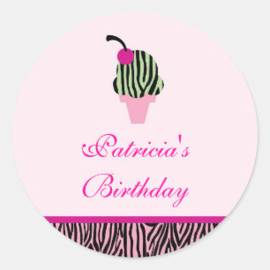 Zebra Print Ice Cream Favour Sticker