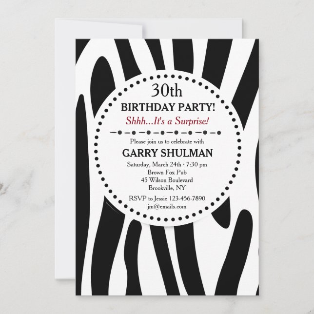 Zebra Print Invitation (Front)