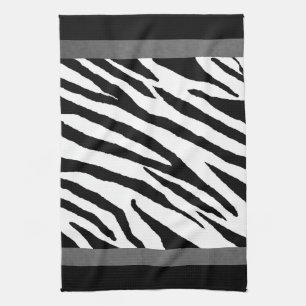 Zebra Print Kitchen Towel-Silver Strp Design Kitchen Towel