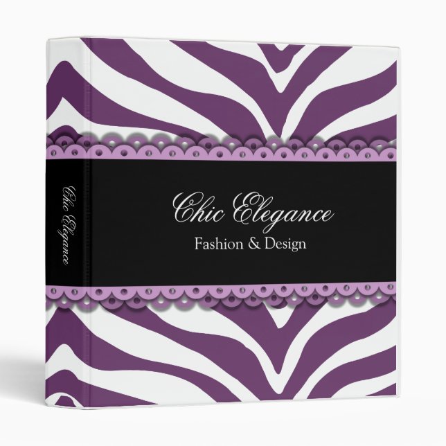 Zebra Print & Lace Elegant 1 Inch Binder (Front/Spine)