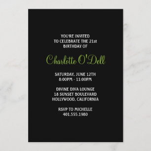 zebra print martini birthday party invitation