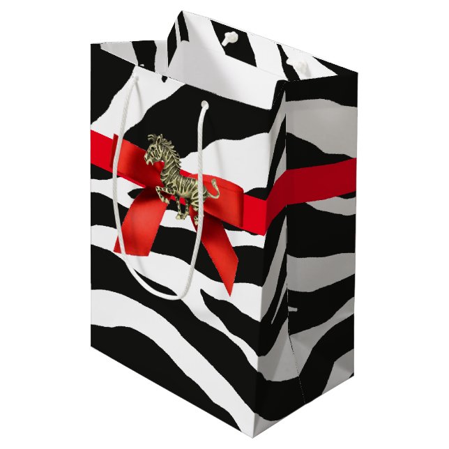 Zebra Print Medium Gift Bag (Front Angled)
