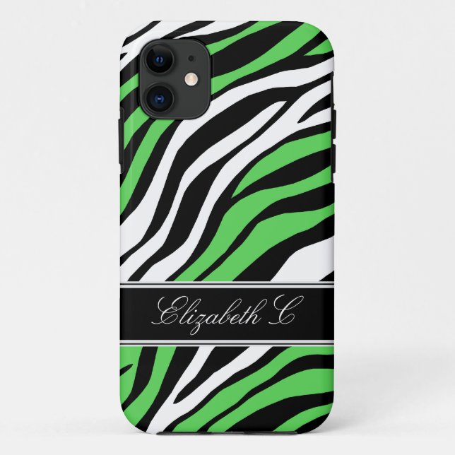 Zebra Print Mix Lime Green iPhone 5 Coque (Dos)