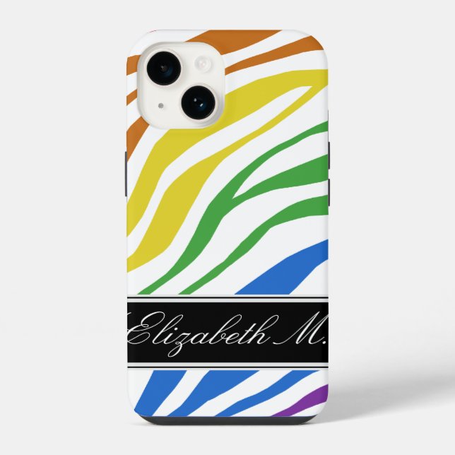 Zebra Print Mix Rainbow iPhone Case (Back)