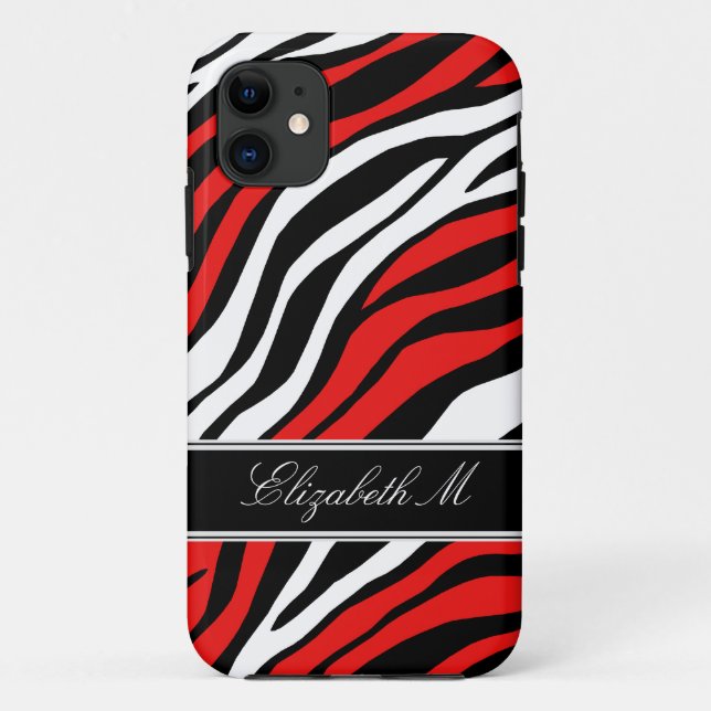 Zebra Print Mix Red iPhone 5 Coque (Dos)