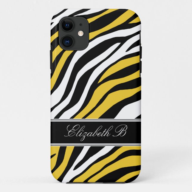 Zebra Print Mix Yellow iPhone 5 Coque (Dos)