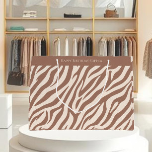 Zebra Print-Mocha Mousse Large Gift Bag