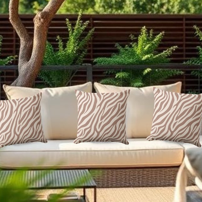 Zebra Print-Mocha Mousse Outdoor Pillow (Zebra Print-Mocha Mousse Outdoor Pillow)
