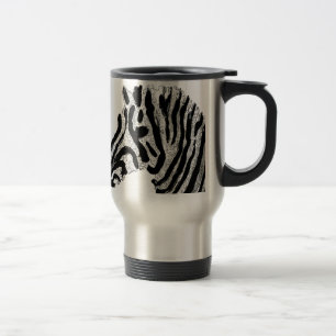 Zebra Print Monochrome Striped Animal Travel Mug