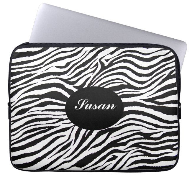 ZEBRA PRINT-MONOGRAM-LAPTOP SLEEVE (Front)