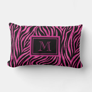 Zebra Print Monogram Lumbar Pillow