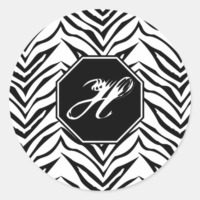 Zebra Print Monogram Stickers (Front)