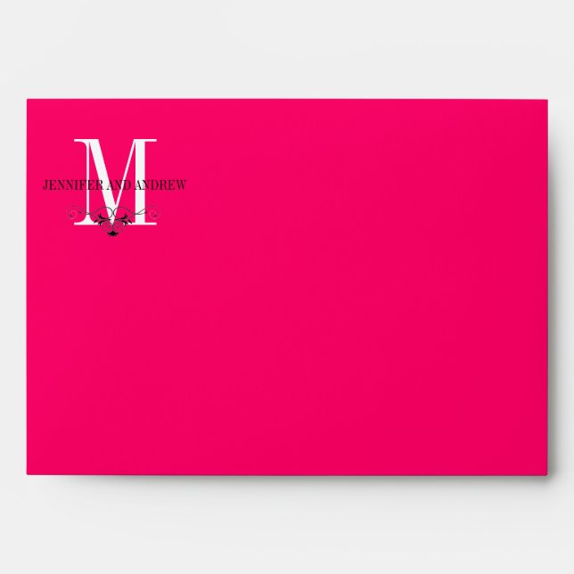 Zebra Print Monogram Wedding Invitation Envelopes (Front)