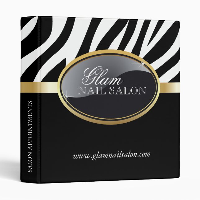 Zebra Print Nail Salon Appointment Binder (Front/Spine)