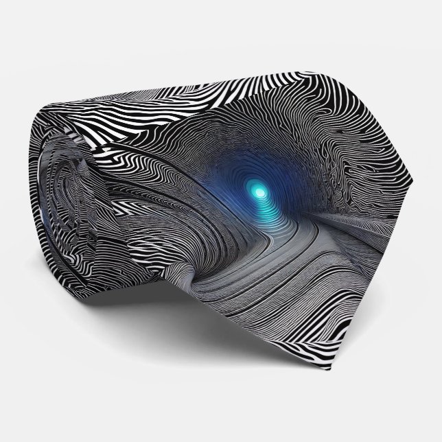 Zebra Print Optical Illusion,  Tie (Rolled)