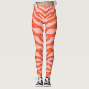 Zebra Print Orange and Pink Leggings