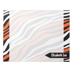 Zebra Print Orange Mix Personalized Notepad