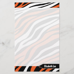 Zebra Print Orange Mix Personalized Stationery