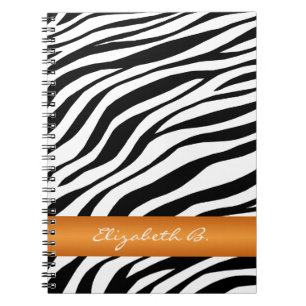 Zebra Print Orange Stripe Personalized Notebook