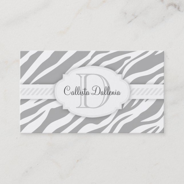 Zebra Print (Pale Grey) Custom Business Card (Front)