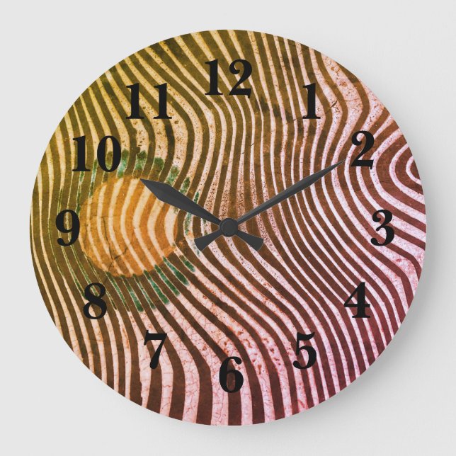 Zebra Print Pattern African Art Boho Decor Large Clock (Front)