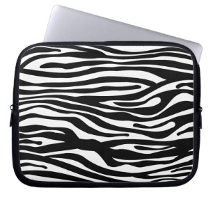 Zebra Print Pattern - Black and White Laptop Sleeve