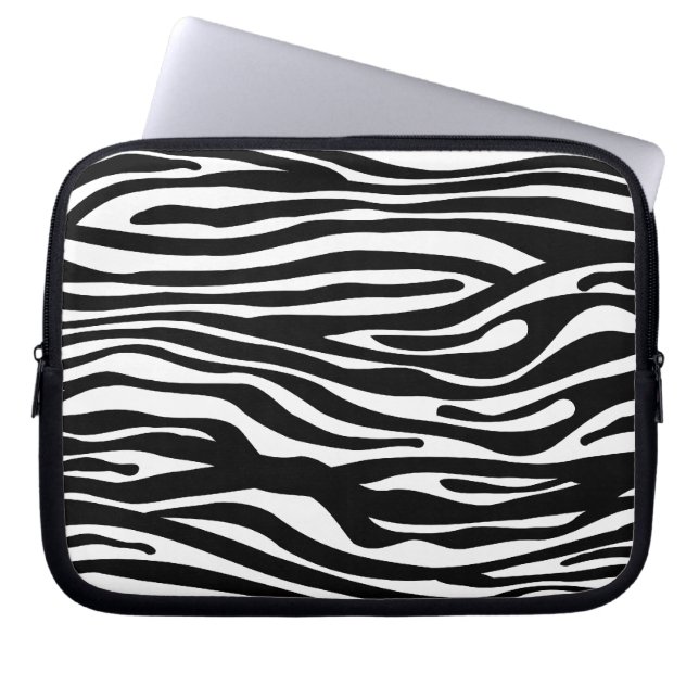 Zebra Print Pattern - Black and White Laptop Sleeve (Front)