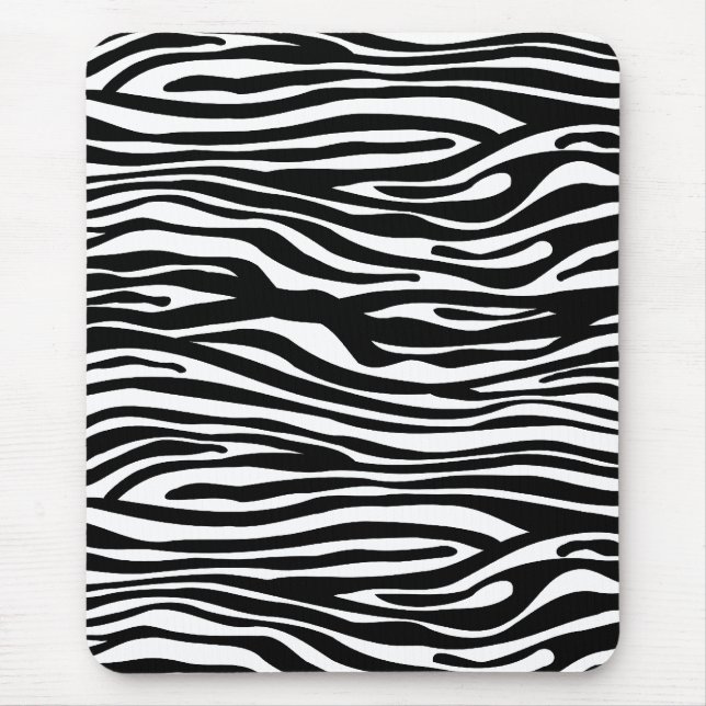 Zebra Print Pattern - Black and White Mouse Pad (Front)