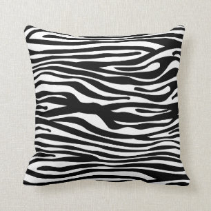 Zebra Print Pattern - Black and White Throw Pillow