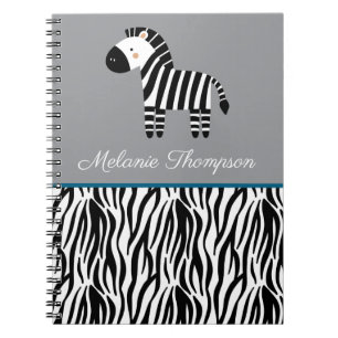 Zebra Print Pattern Custom Name  Notebook