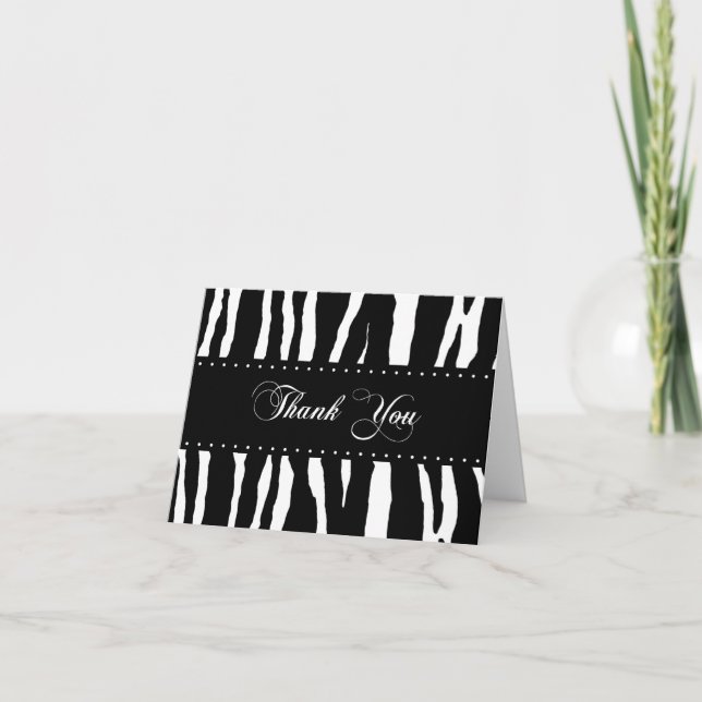 Zebra Print Pattern Thank You Card (Front)