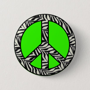 Zebra Print Peace Button