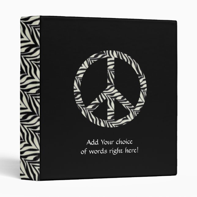 Zebra Print Peace Sign Binder (Front/Spine)
